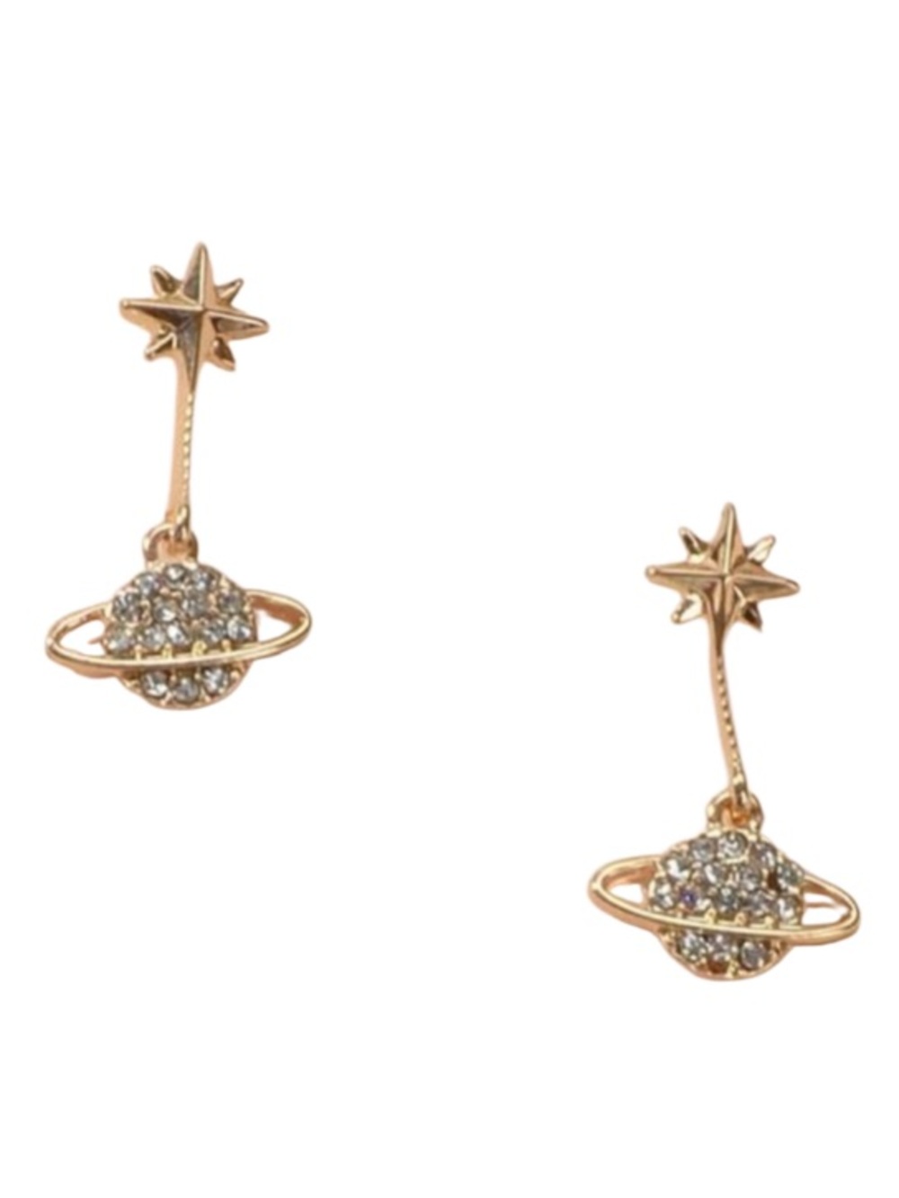 Beautiful Rhinestone Planet Drop Earrings